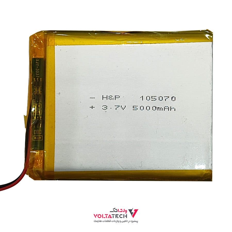 باتری لیتیوم پلیمر 3.7v ظرفیت 5000mA ابعاد 105070 — تصویر ۲