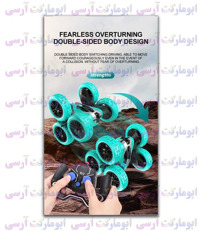ماشین دیوانه 6 چرخ کنترلی شارژی چرخش 360 درجه فرکانس 2.4 گیگاهرتزی(فقط نارنجی) — تصویر ۵
