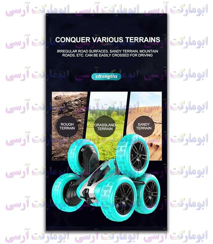 ماشین دیوانه 6 چرخ کنترلی شارژی چرخش 360 درجه فرکانس 2.4 گیگاهرتزی(فقط نارنجی) — تصویر ۷