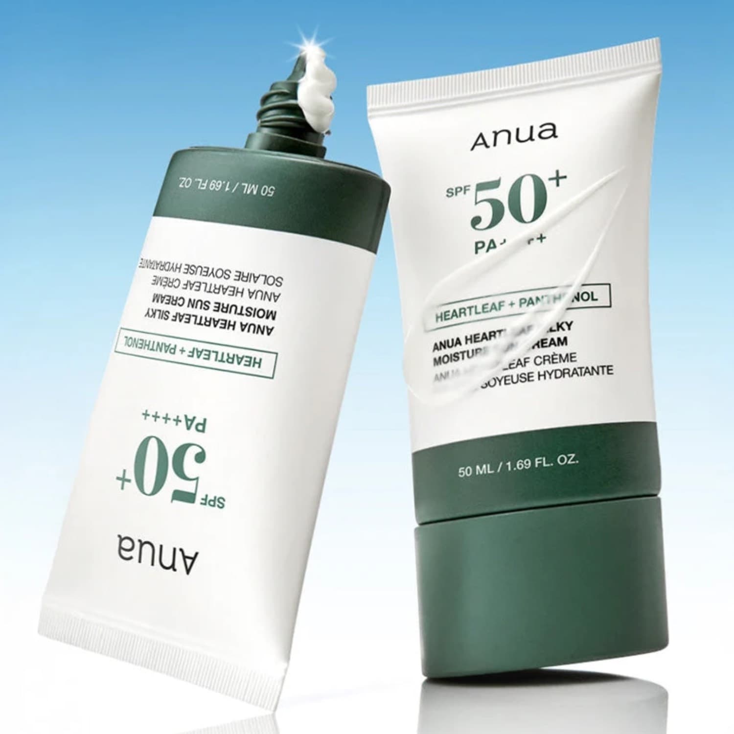 ضد آفتاب کرمی‌ مرطوب کننده SPF 50 آنوا Anua حاوی پانتنول مدل Heartleaf Sunscreen SPF50 — تصویر ۲