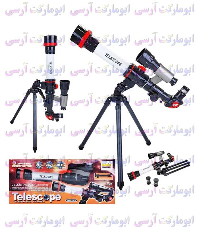 تلسکوپ ۴۰ برابر زوم یابنده دار دانش آموزی 3 لنزه پایه دار خارجی