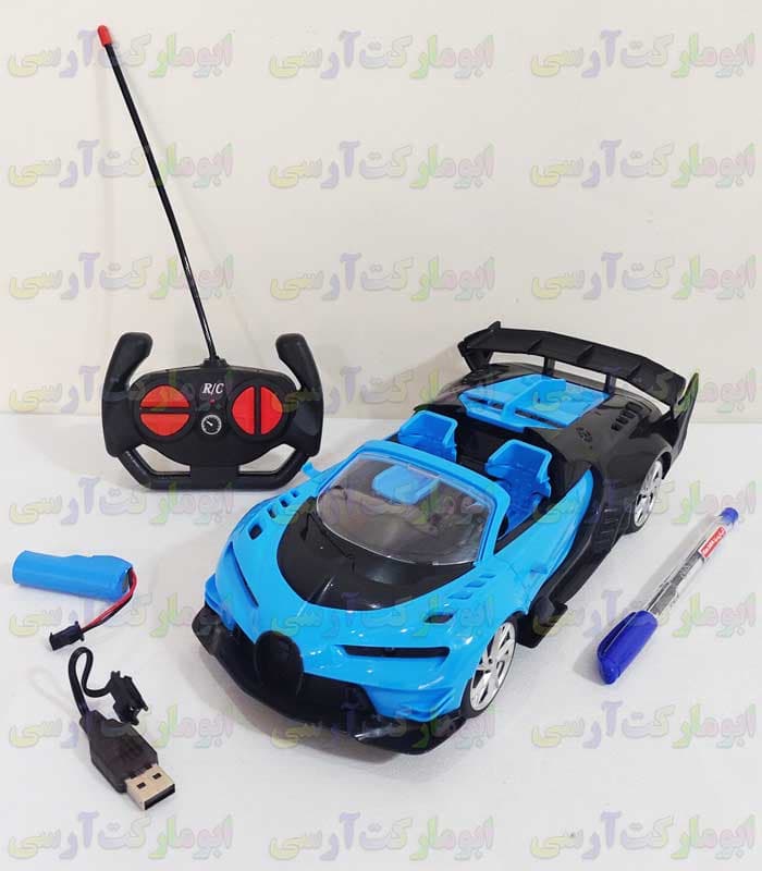 ماشین بوگاتی کروک کنترلی شارژی سرعتی سایز بزرگ(28 سانتی) چراغ دار خارجی — تصویر ۹
