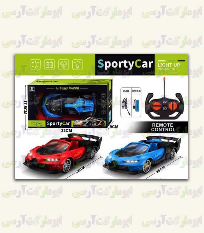 ماشین بوگاتی کروک کنترلی شارژی سرعتی سایز بزرگ(28 سانتی) چراغ دار خارجی — تصویر ۲