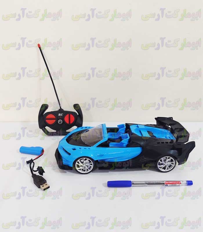 ماشین بوگاتی کروک کنترلی شارژی سرعتی سایز بزرگ(28 سانتی) چراغ دار خارجی — تصویر ۸