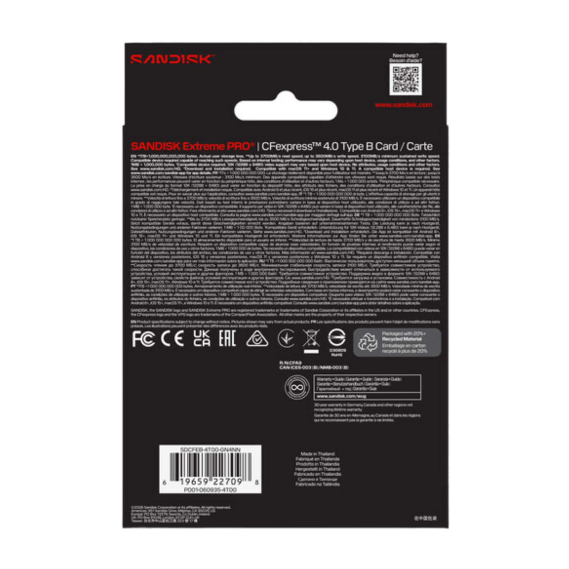 کارت حافظه سندیسک SANDISK Extreme pro CFEXPRESS 4.0TB TYPE B CARDS — تصویر ۴