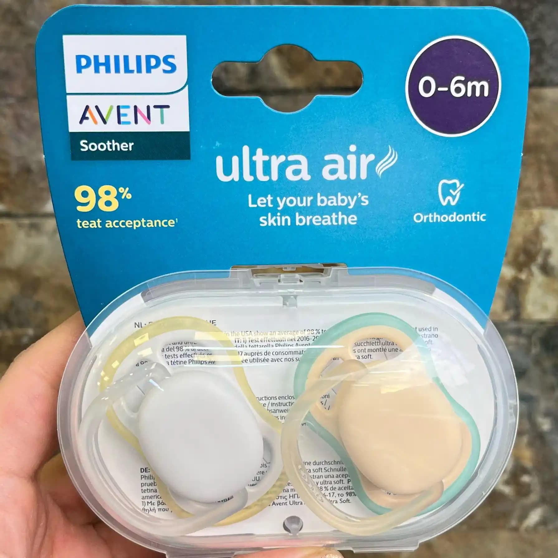 پستانک ۲ عددی ۰ تا ۶ ماه فیلیپس اونت Philips Avent کرم و طوسی ساده
