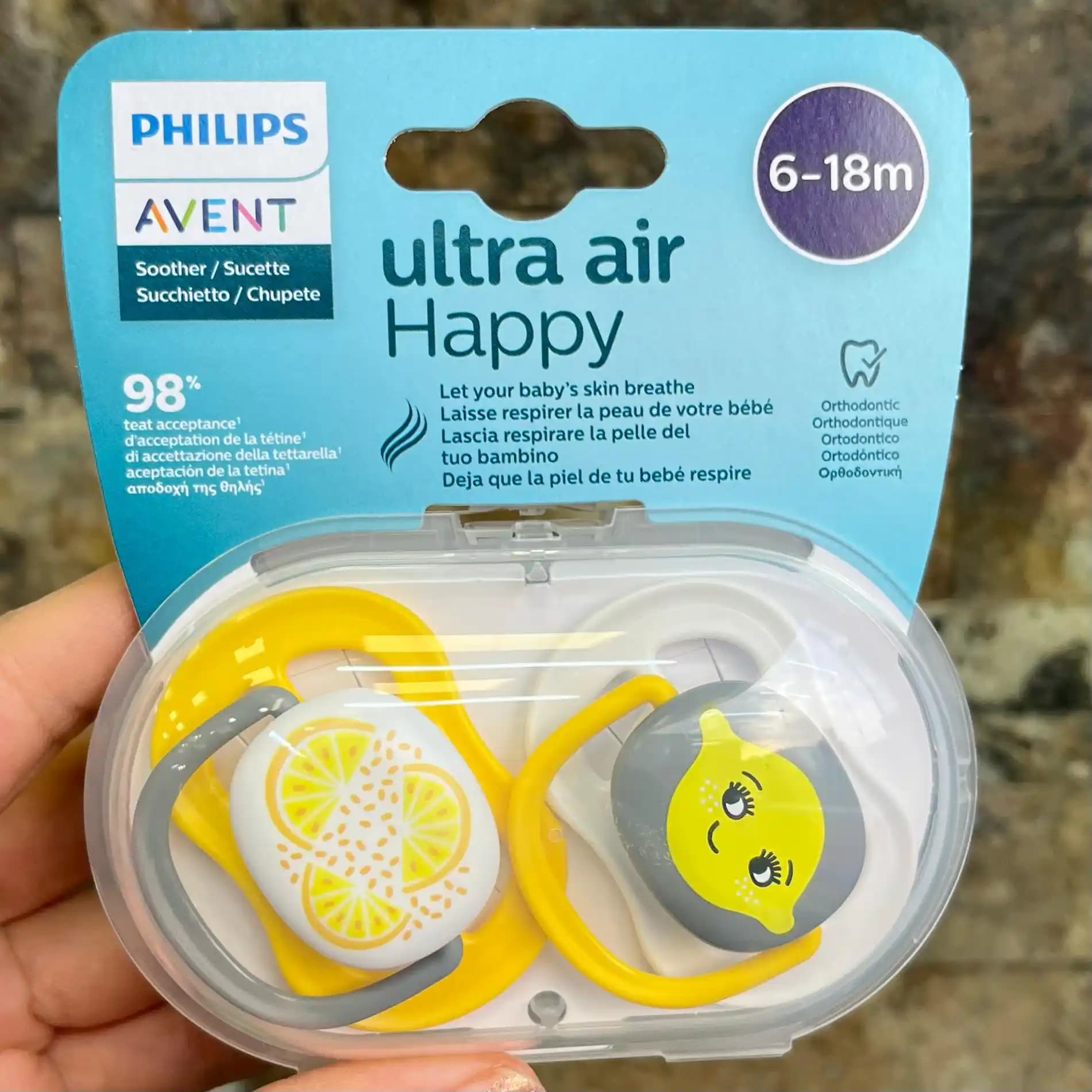 پستانک ۲ عددی ۶ تا ۱۸ ماه فیلیپس اونت Philips Avent طرح لیمو — تصویر ۲