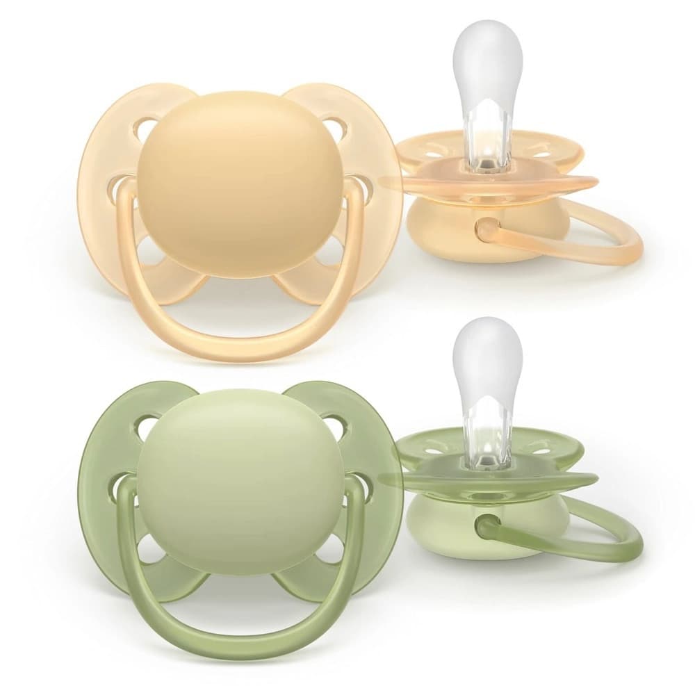 پستانک ۲ عددی ۰ تا ۶ ماه فیلیپس اونت Philips Avent کرم و سبز ساده