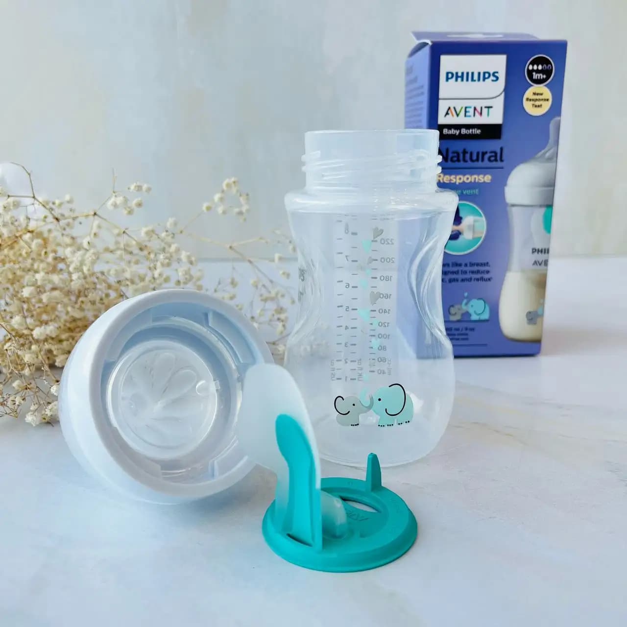 شیشه شیر سوپاپ دار اونت نچرال ریسپانس ۲۶۰ میل فیل Avent — تصویر ۳