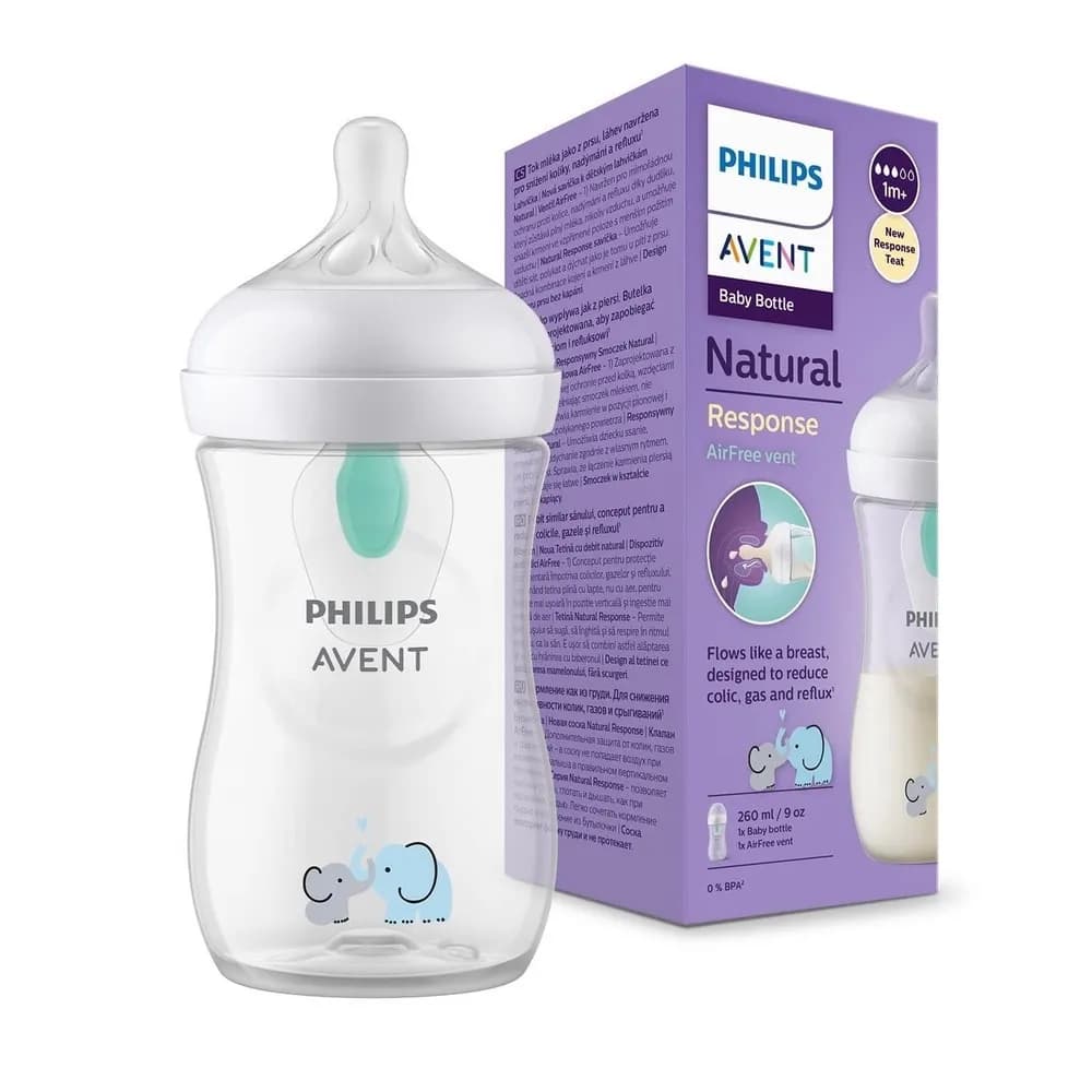 شیشه شیر سوپاپ دار اونت نچرال ریسپانس ۲۶۰ میل فیل Avent