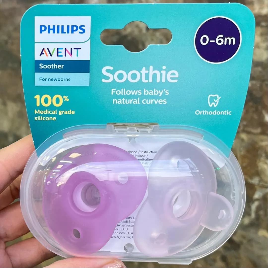 پستانک تمام سیلیکونی اونت 0 تا 6 ماه Soothie Philips Avent صورتی