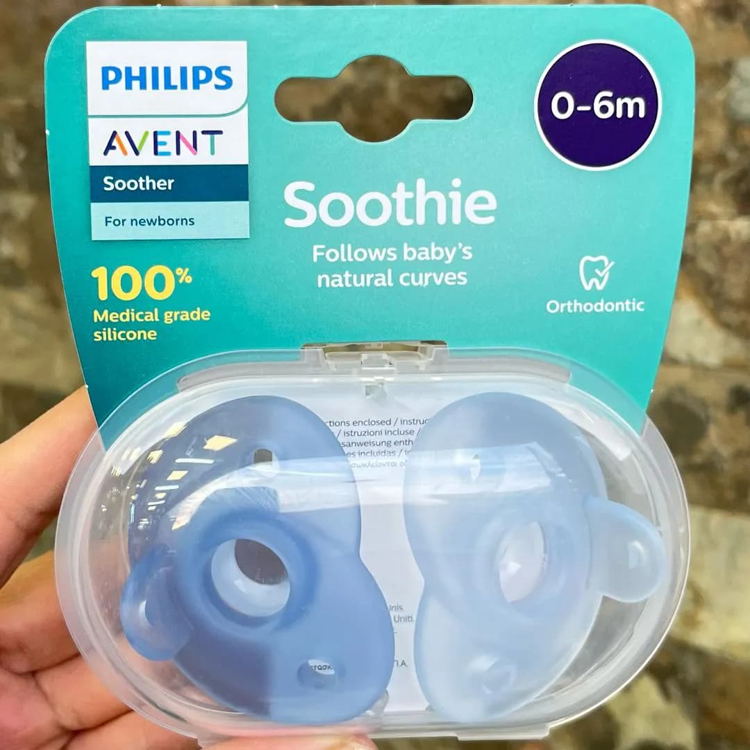 پستانک تمام سیلیکونی اونت 0 تا 6 ماه Soothie Philips Avent رنگ آبی