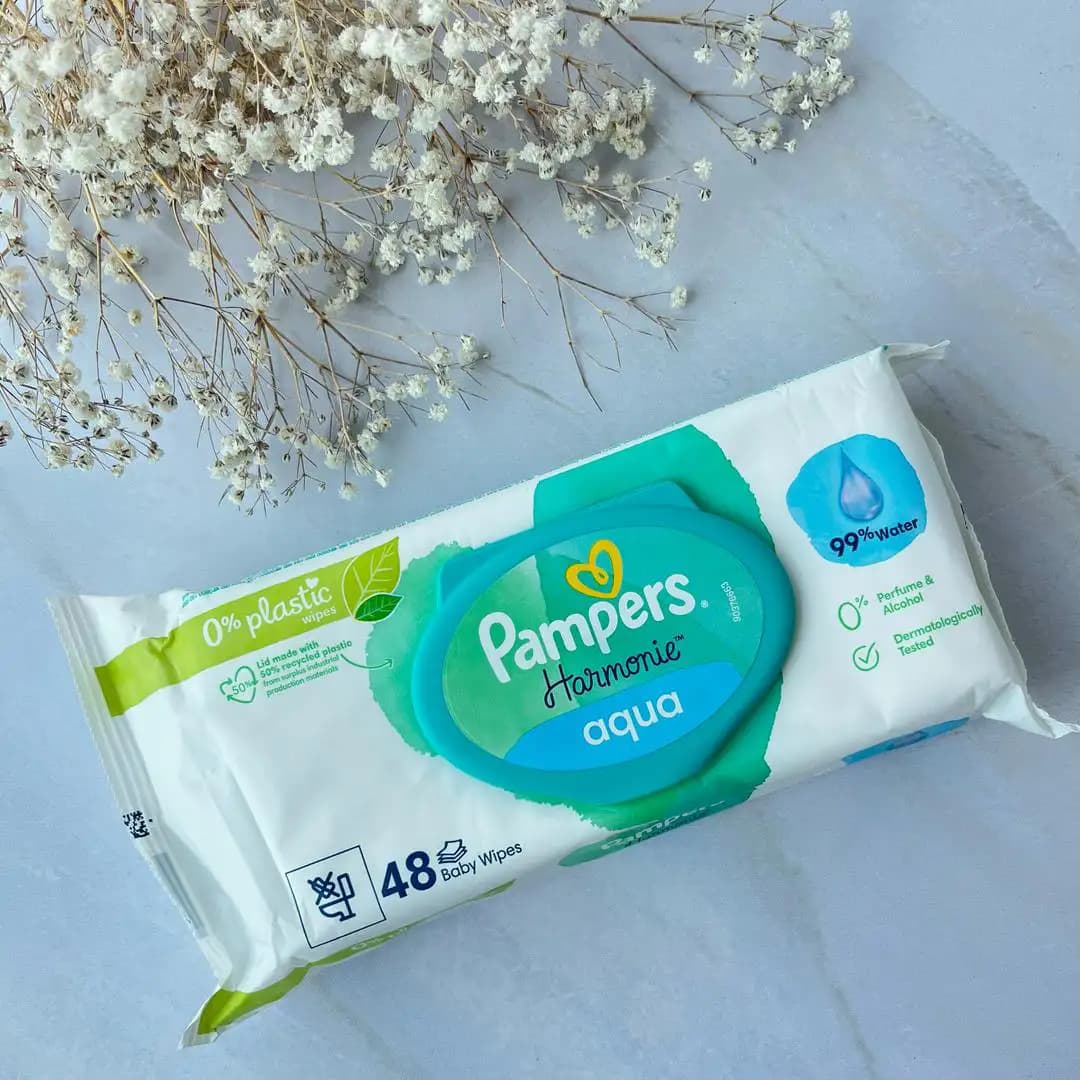 دستمال مرطوب پمپرز ۹۹ درصد آب آکوا pampers — تصویر ۳