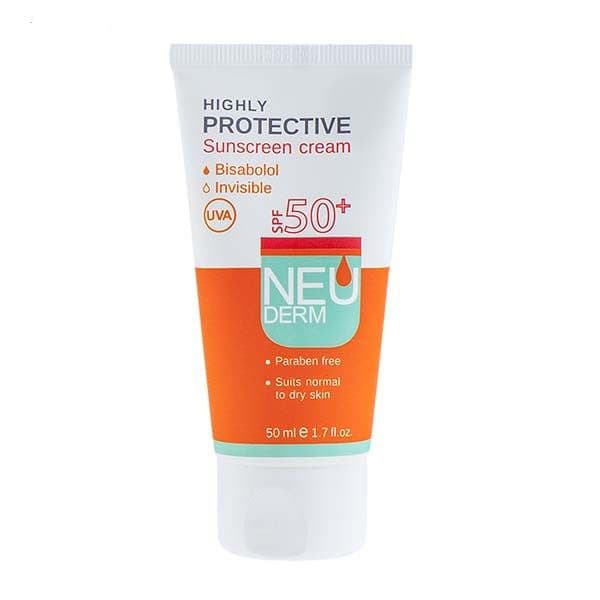 ضد آفتاب بی رنگ نئودرم مناسب پوست خشک SPF 50 حجم ۵۰ml
