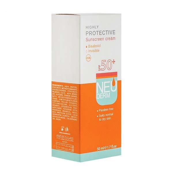 ضد آفتاب بی رنگ نئودرم مناسب پوست خشک SPF 50 حجم ۵۰ml — تصویر ۲