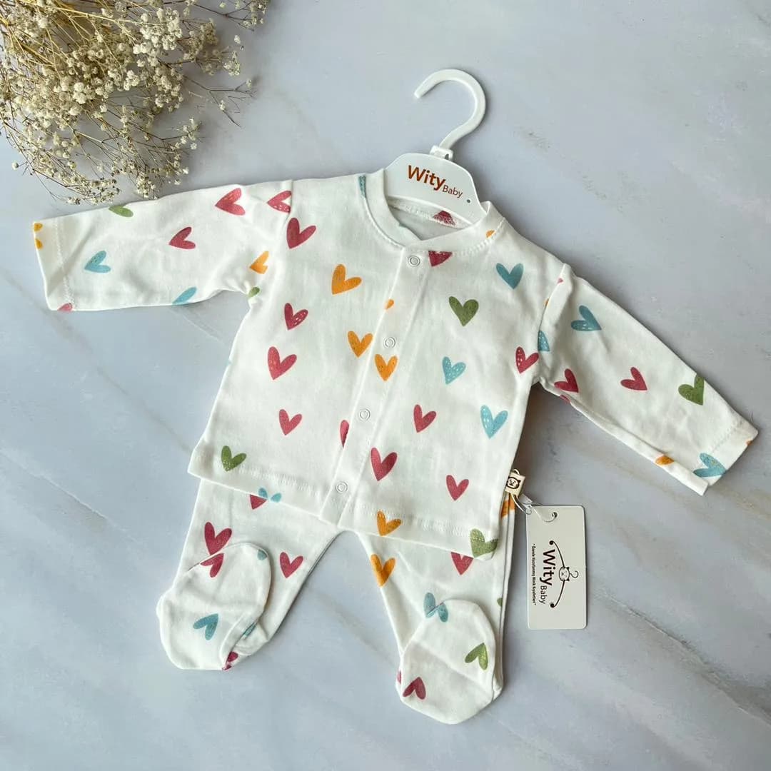 ست لباس نوزادی ۵ تکه ترک مدل قلب ست بیمارستانی نوزاد Wity Baby — تصویر ۳