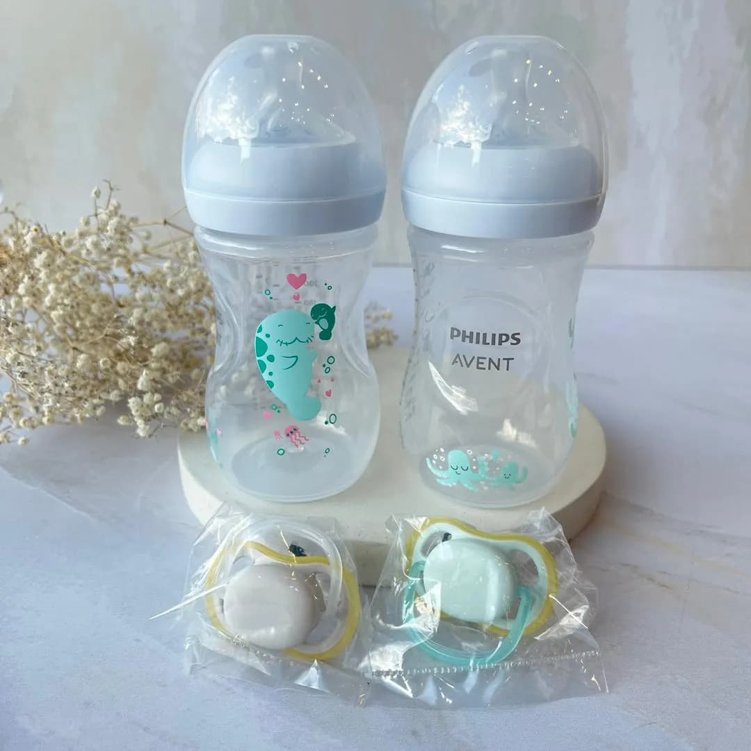 شیشه شیر اونت ‌۲۶۰ میل طرحدار نچرال ریسپانس ۲ عددی+پستانک Avent — تصویر ۶
