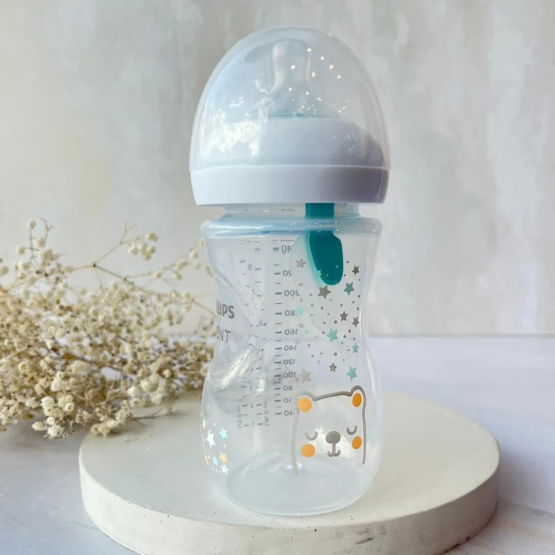 شیشه شیر سوپاپ دار اونت ۲۶۰ میل نچرال ریسپانس Avent خرسی — تصویر ۳