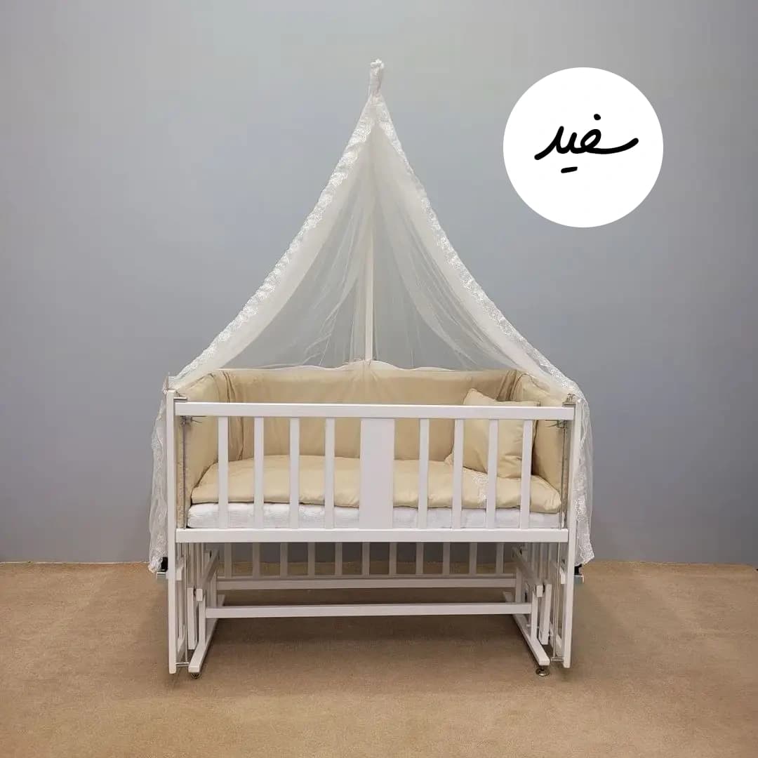 تخت کنار مادر چوبی نوزاد تا پنج سالگی سایز ۶۵*۱۲۵ سلیکا Solika — تصویر ۴