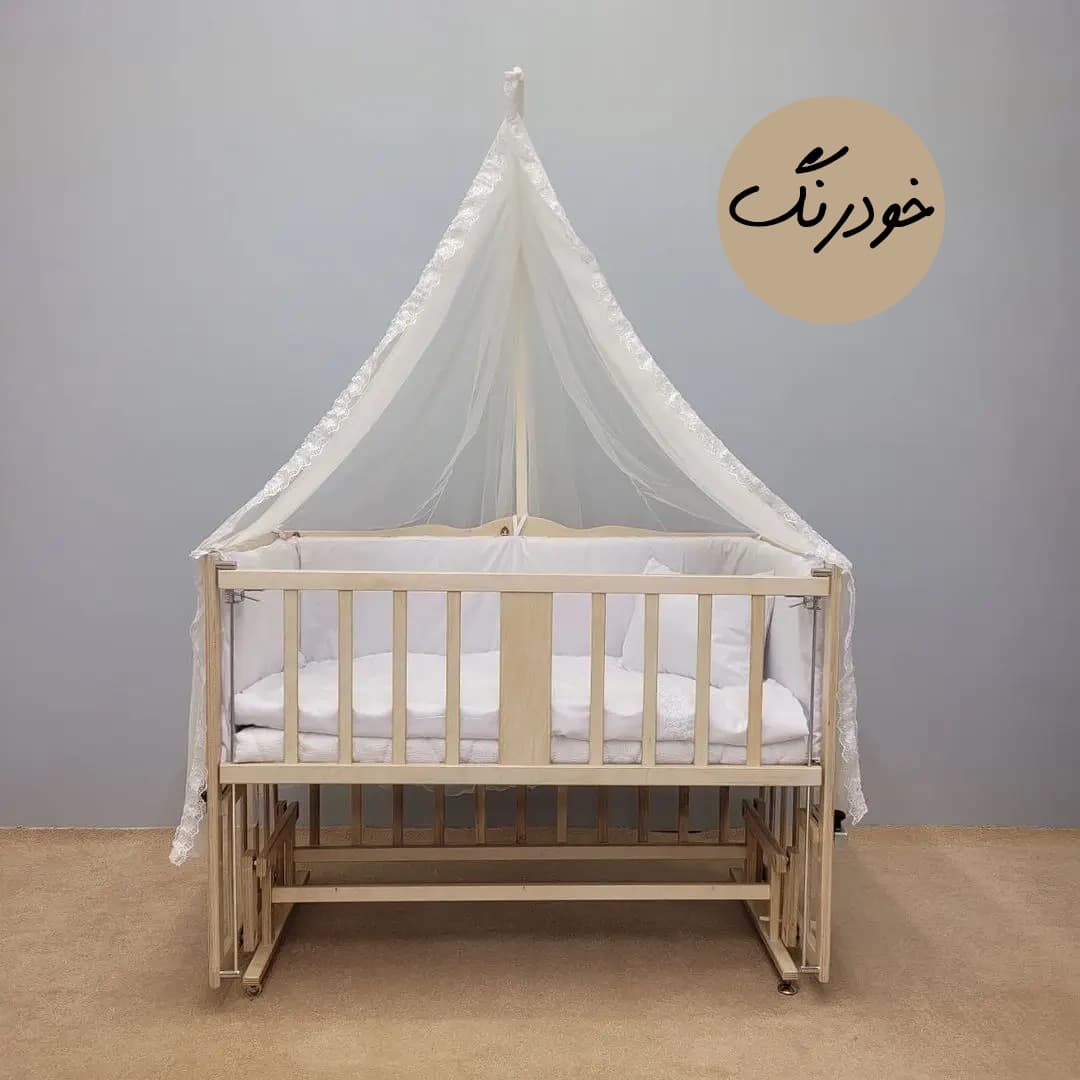تخت کنار مادر چوبی نوزاد تا پنج سالگی سایز ۶۵*۱۲۵ سلیکا Solika — تصویر ۸