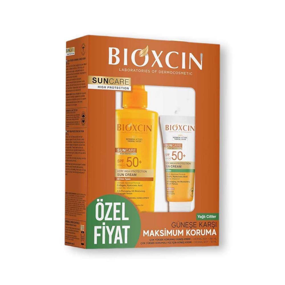 پک ضد آفتاب بیوکسین +SPF50 مناسب پوست چرب | کرم ضد آفتاب صورت + اسپری ضد آفتاب بدن