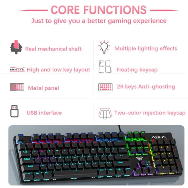 کیبورد گیمینگ آئولا AULA S2022-PRO RGB — تصویر ۷