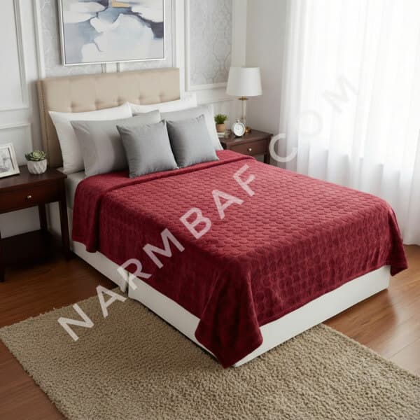 پتو یک نفره نرمینه مدل نگین (قرمز)