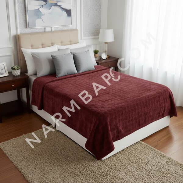پتو دو نفره نرمینه مدل نگین (زرشکی)