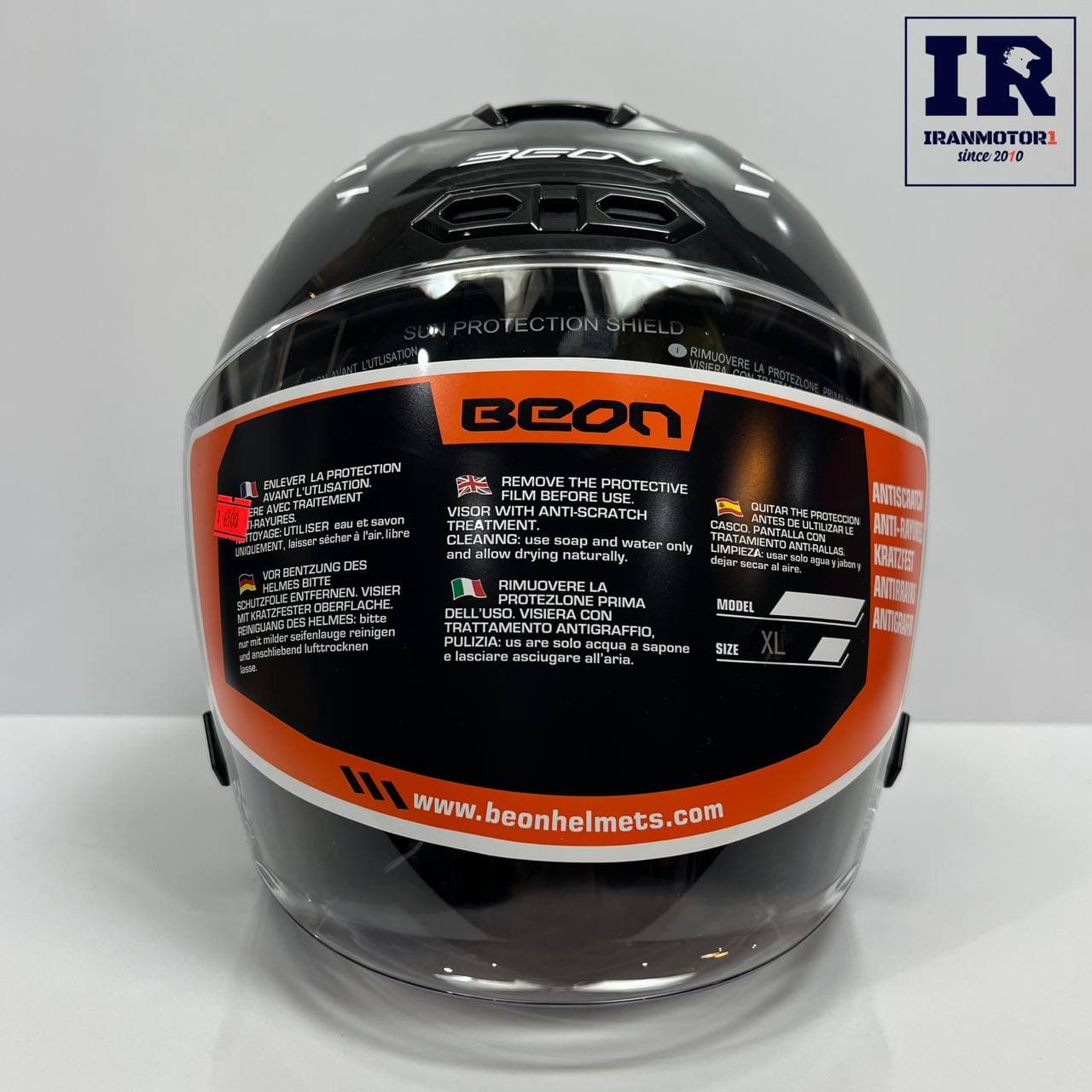 کلاه کاسکت بدون فک بیون beon مشکی طرح دار — تصویر ۴