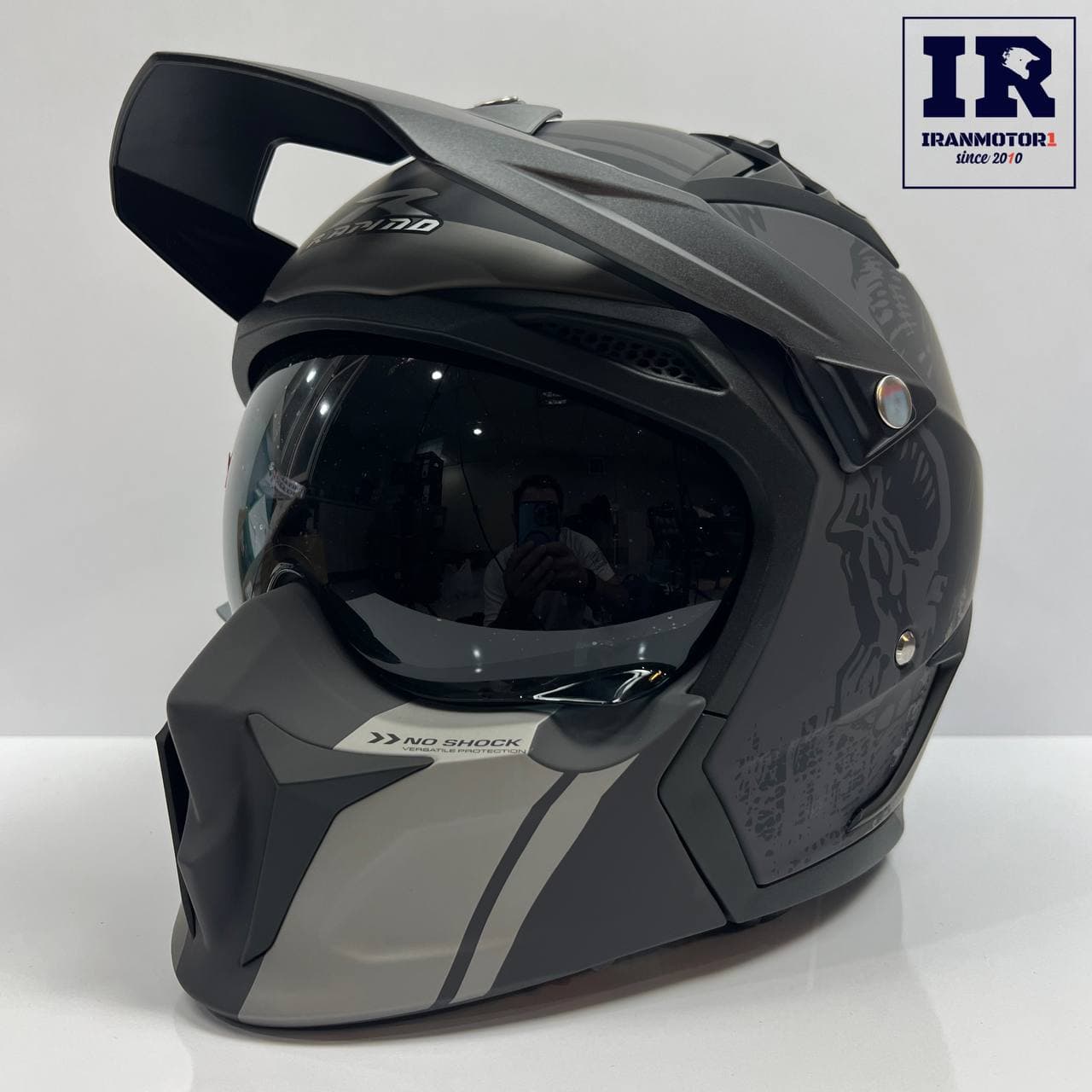 کلاه کاسکت فک جدا شونده راپیدو RAPIDO کد 890 – مشکی خاکستری — تصویر ۳