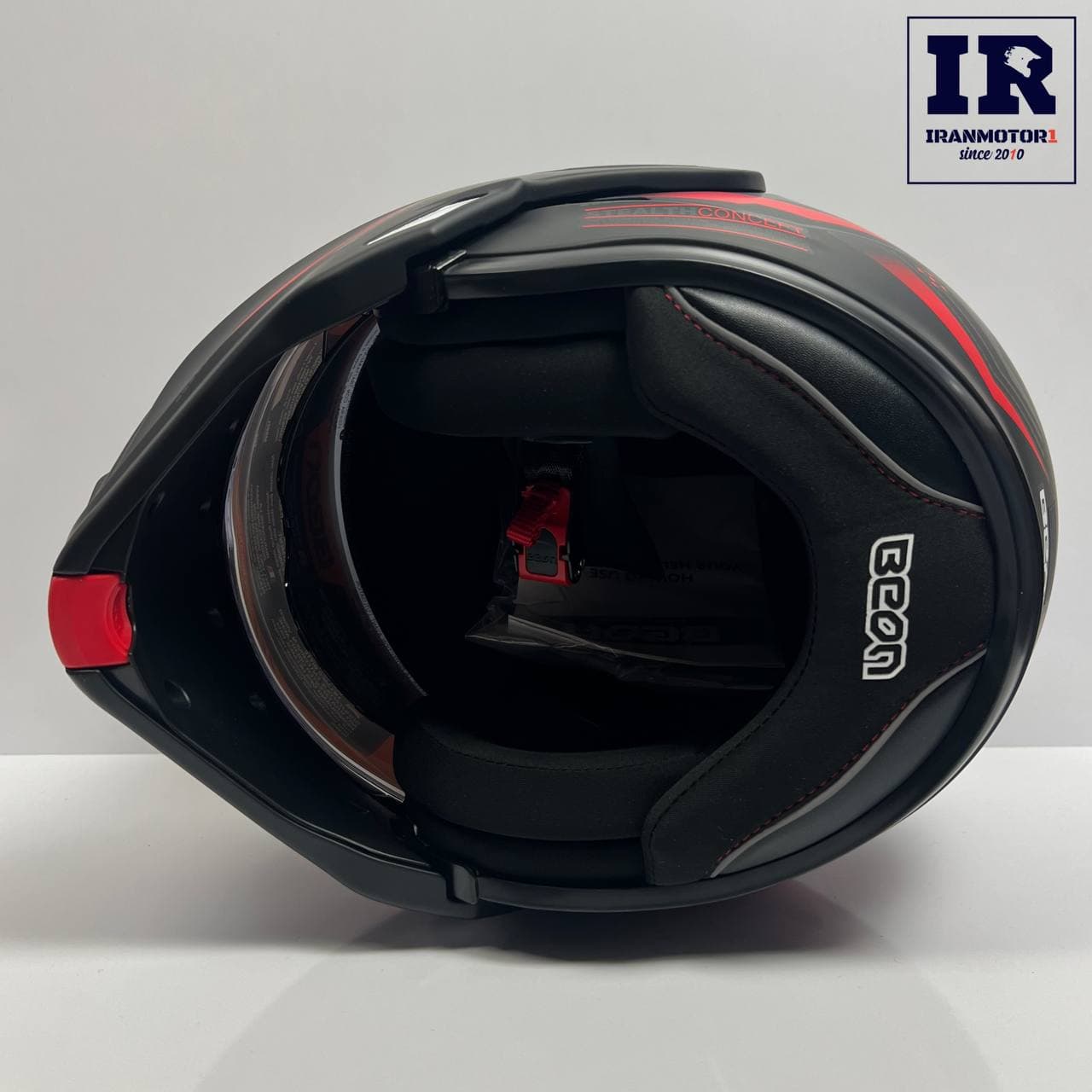 کلاه کاسکت فول متحرک بیون beon B707 مشکی قرمز مات — تصویر ۶