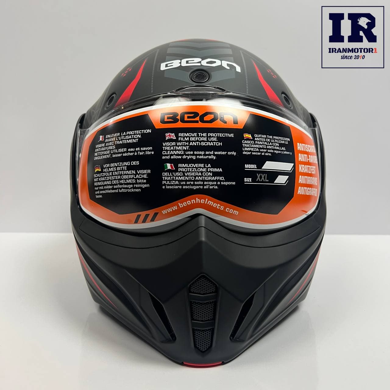 کلاه کاسکت فول متحرک بیون beon B707 مشکی قرمز مات — تصویر ۴