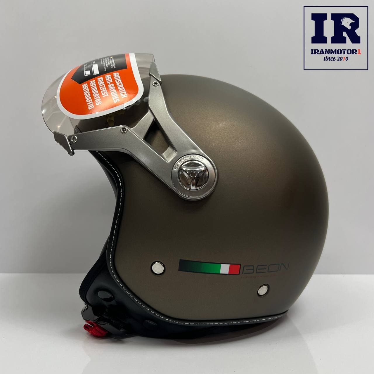 کلاه کاسکت وسپایی beon بیون b-110B قهوه‌ای مات — تصویر ۴