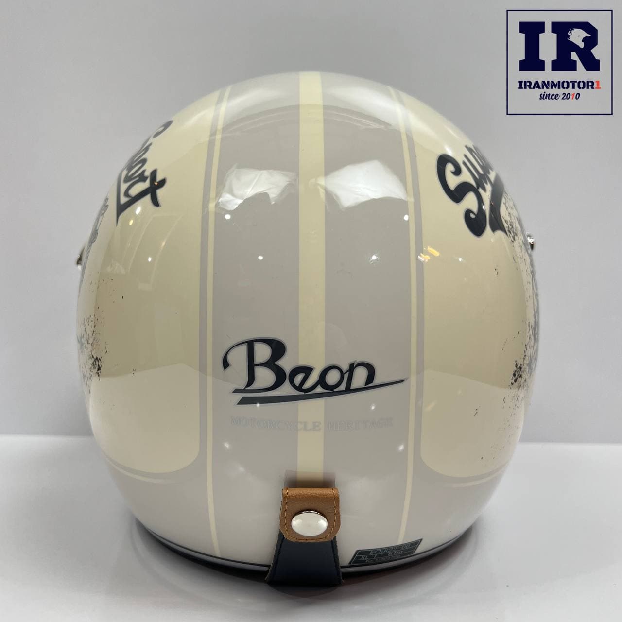 کلاه کاسکت وسپایی بیون Beon b203 عینک دار کرمی supersport — تصویر ۸
