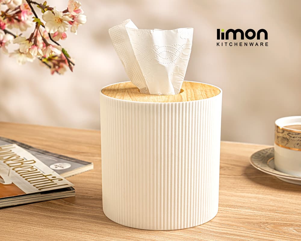 جا دستمال استوانه ای رویه چوبی لیمون