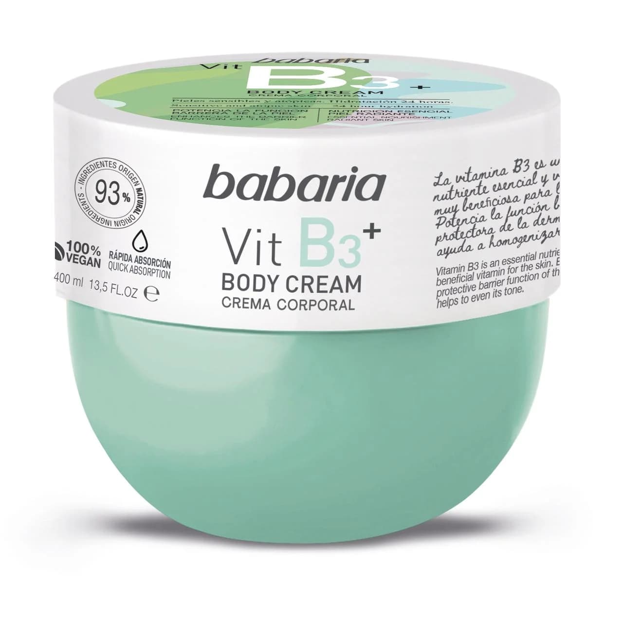 کرم بدن اسپانیایی باباریا Babaria Vitamin B3 حاوی B3 ویتامین 400 میل