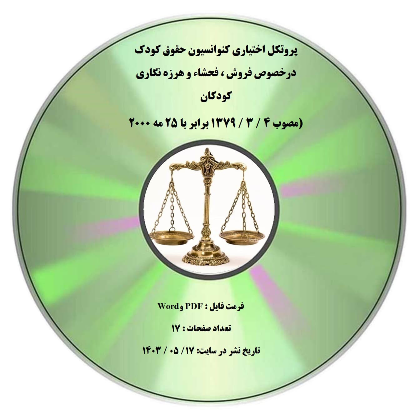 پروتکل اختیاری کنوانسیون حقوق کودک درخصوص فروش ، فحشاء و هرزه نگاری کودکان (مصوب 4 / 3 / 1379 برابر با ۲۵ مه ۲۰۰۰ مجمع عمومی سازمان ملل متحد )