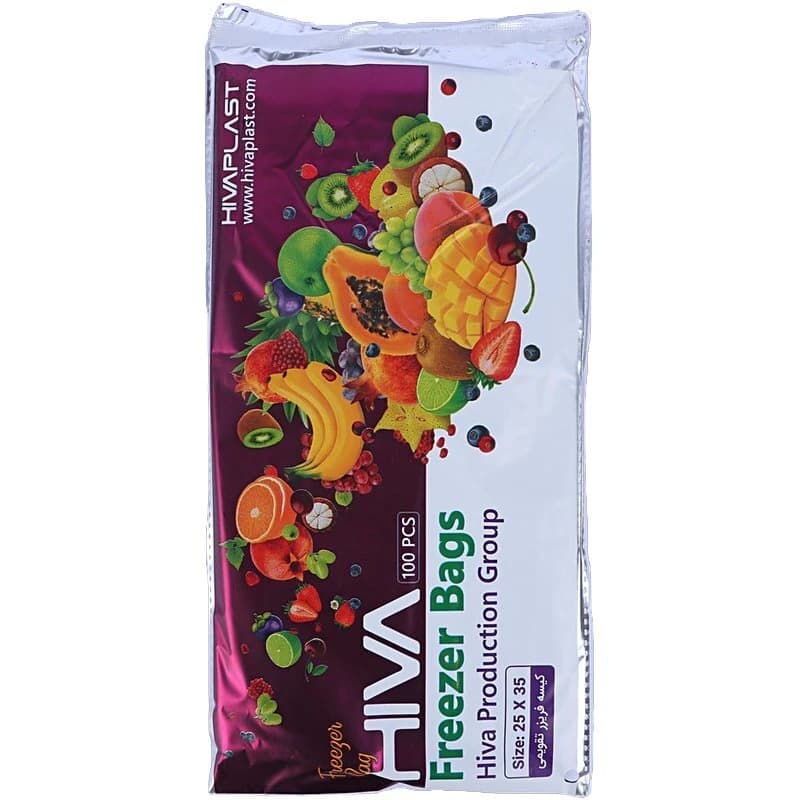 کیسه فریزر چسب دار هیوا سایز 25*35 سانتی متر بسته 100 عددی — تصویر ۲