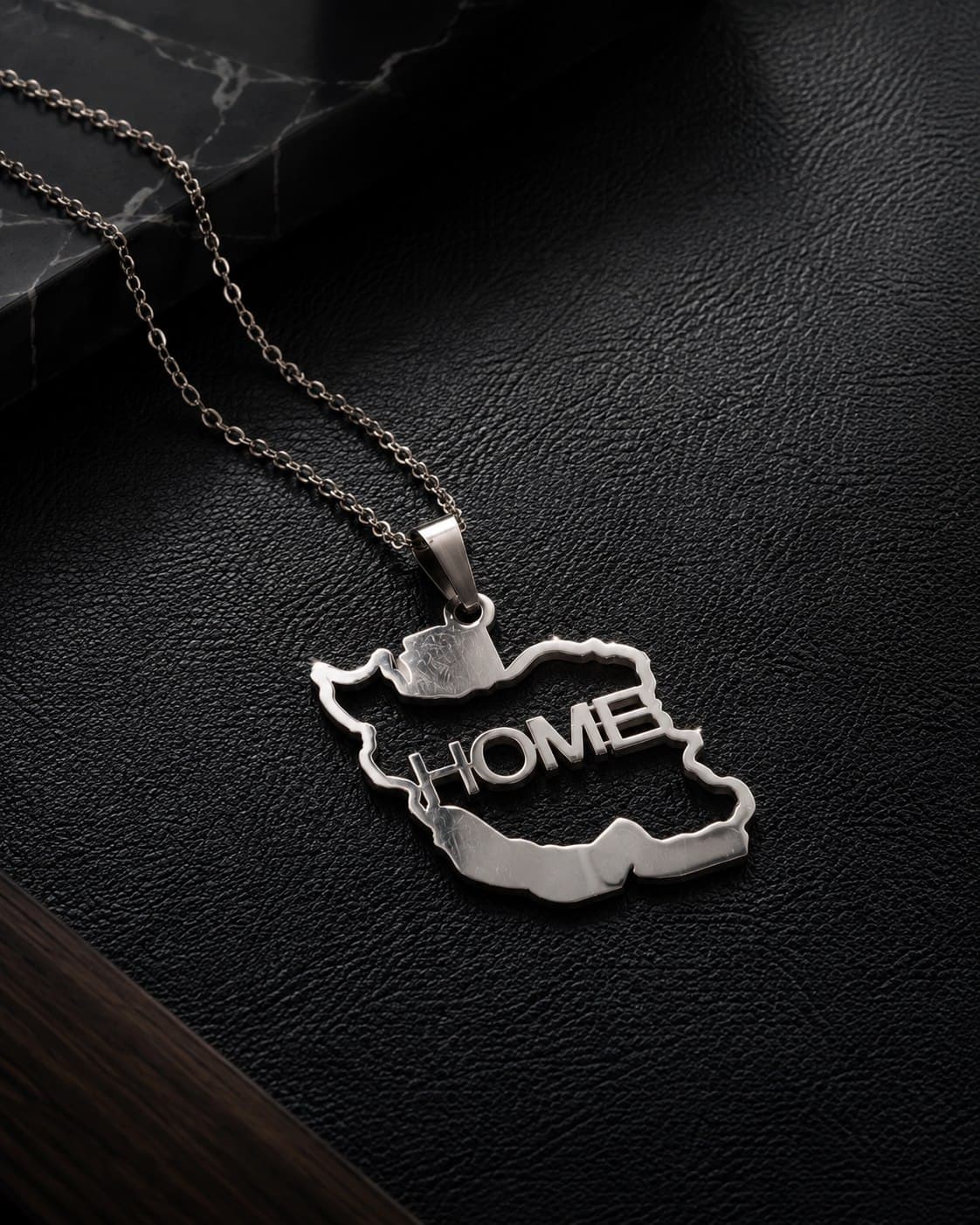 گردنبند مردانه استیل طرح نقشه ایران مدل(home)