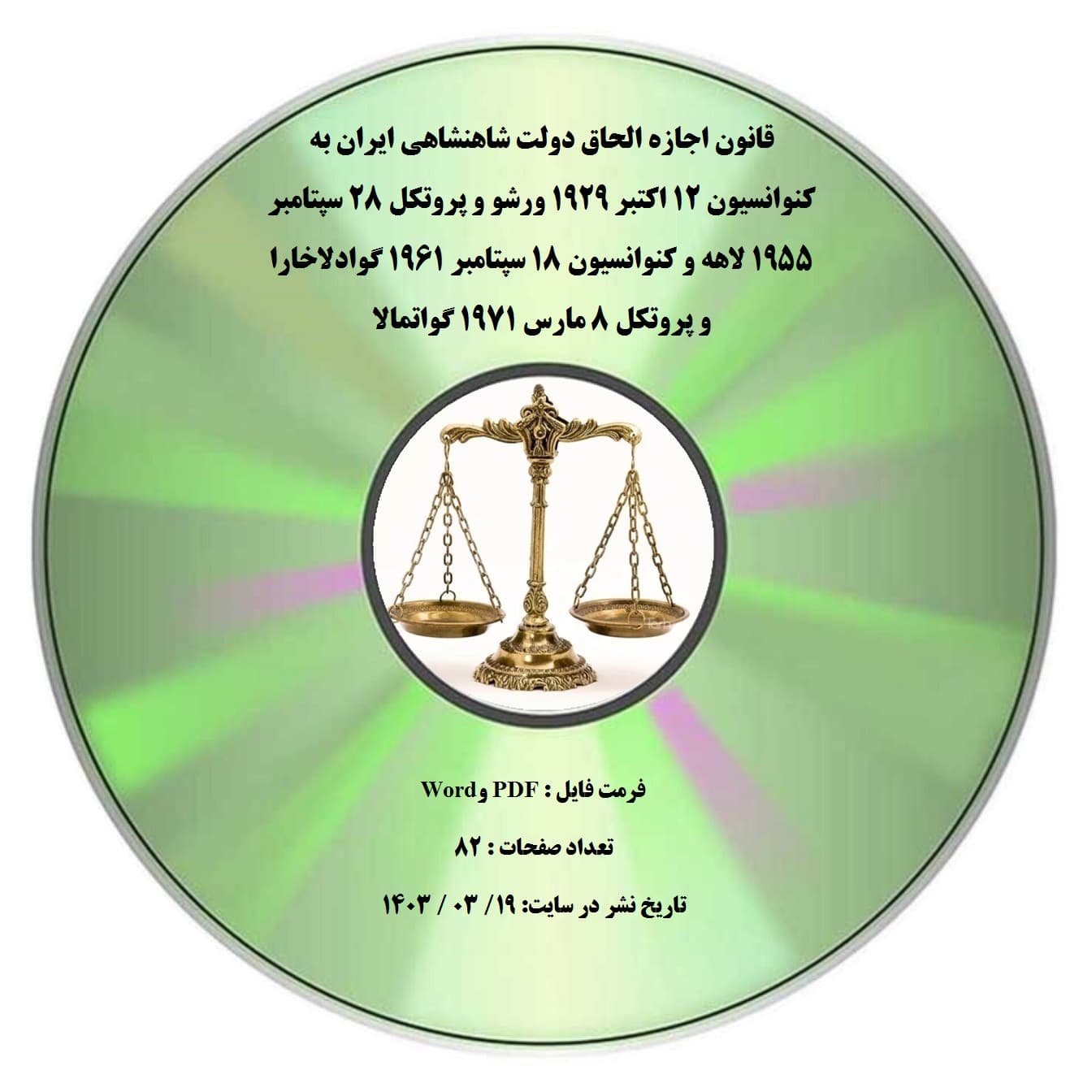 قانون اجازه الحاق دولت شاهنشاهی ایران به کنوانسیون 12 اکتبر 1929 ورشو و پروتکل 28 سپتامبر 1955 لاهه و کنوانسیون 18 سپتامبر 1961 گوادلاخارا و پروتکل 8 مارس 1971 گواتمالا