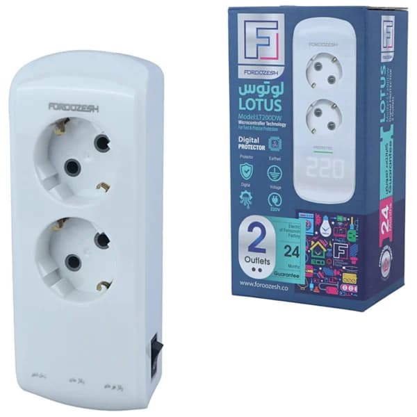 محافظ برق لباسشویی و ظرفشویی دیجیتال 2 خانه ارت دار فروزش Lotus LT200DW — تصویر ۸