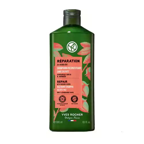 شامپو بدون سولفات فرانسوی ایوروشه Yves Rocher Reparaion ترمیم کننده مو مناسب موهای خشک و آسیب دیده 300 میل — تصویر ۲