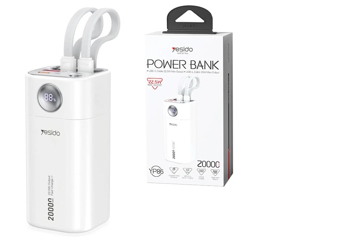 پاور بانک فست شارژ یسیدو YP86 PD 22.5W ظرفیت 20000 میلی آمپر ساعت — تصویر ۹