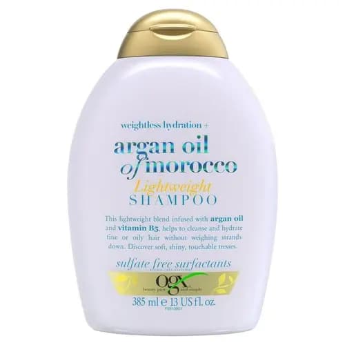 شامپو فرانسوی بدون سولفات او جی ایکس OGX Argan Oil Of Morocco Lightweight حاوی روغن آرگان 385 میل