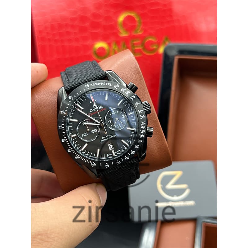 ساعت مچی امگا اسپید مستر بند برزنتی Omega Speedmaster Full Black — تصویر ۷