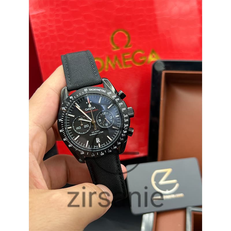 ساعت مچی امگا اسپید مستر بند برزنتی Omega Speedmaster Full Black — تصویر ۳