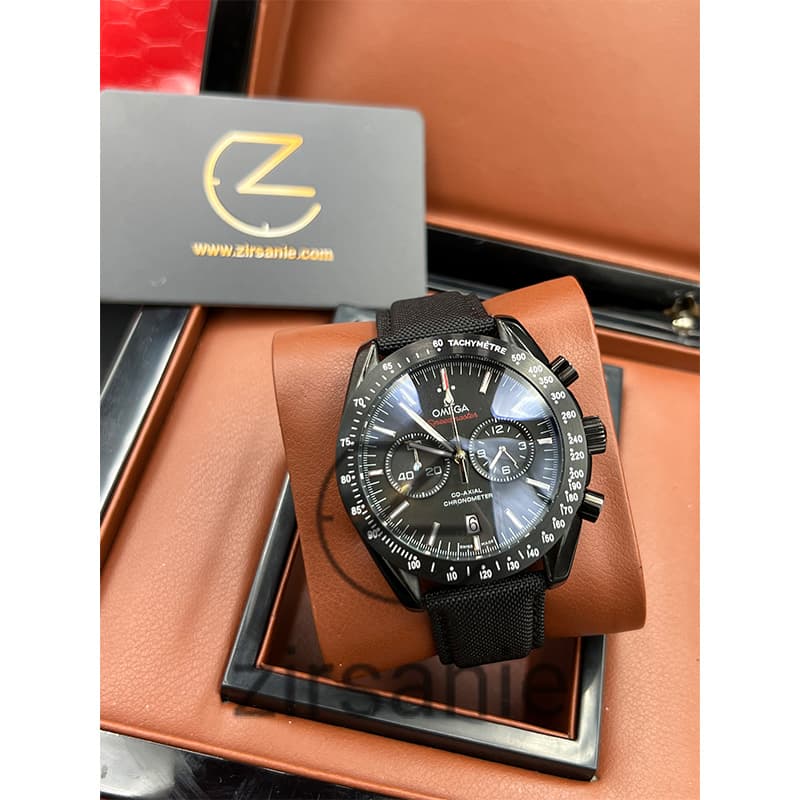 ساعت مچی امگا اسپید مستر بند برزنتی Omega Speedmaster Full Black — تصویر ۹