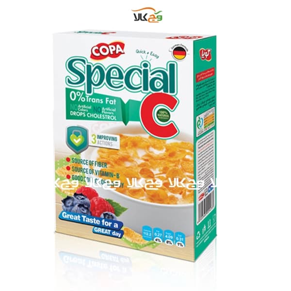 کورن فلکس غلات و برنج اسپشیال ویتامین سی صبحانه (رژیمی) کوپا – 300 گرمی