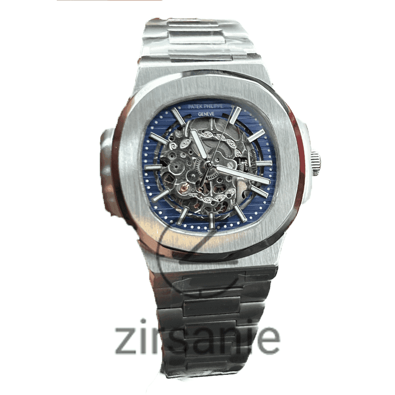 ساعت مچی مردانه پتک فیلیپ ناتیلوس اسکلتون Patek Philippe Nautilus Skeleton Silver White Screen