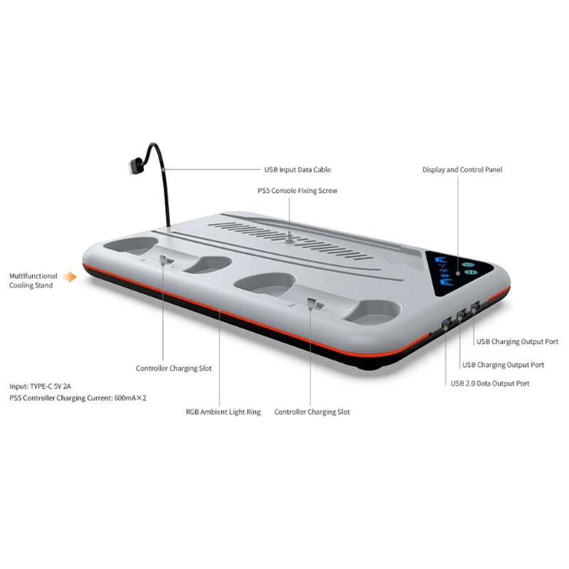 خنک کننده و شارژر دسته PS5/PS5 Slim دابی TP5-3557 — تصویر ۳